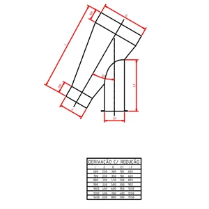 Duto derivação com redução