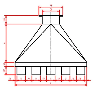 duto de ventialçao de 5 saidas